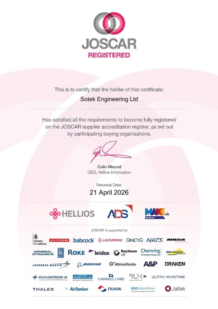 Sotek Engineering Achieves JOSCAR Registration